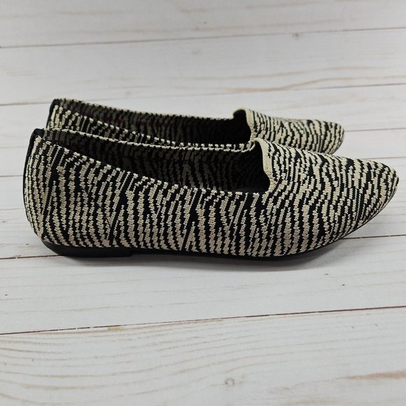 Skechers Cleo Knitty Kitty Size 8‎ Black Beige Memory Foam Stretch Flats Shoes - Picture 5 of 9